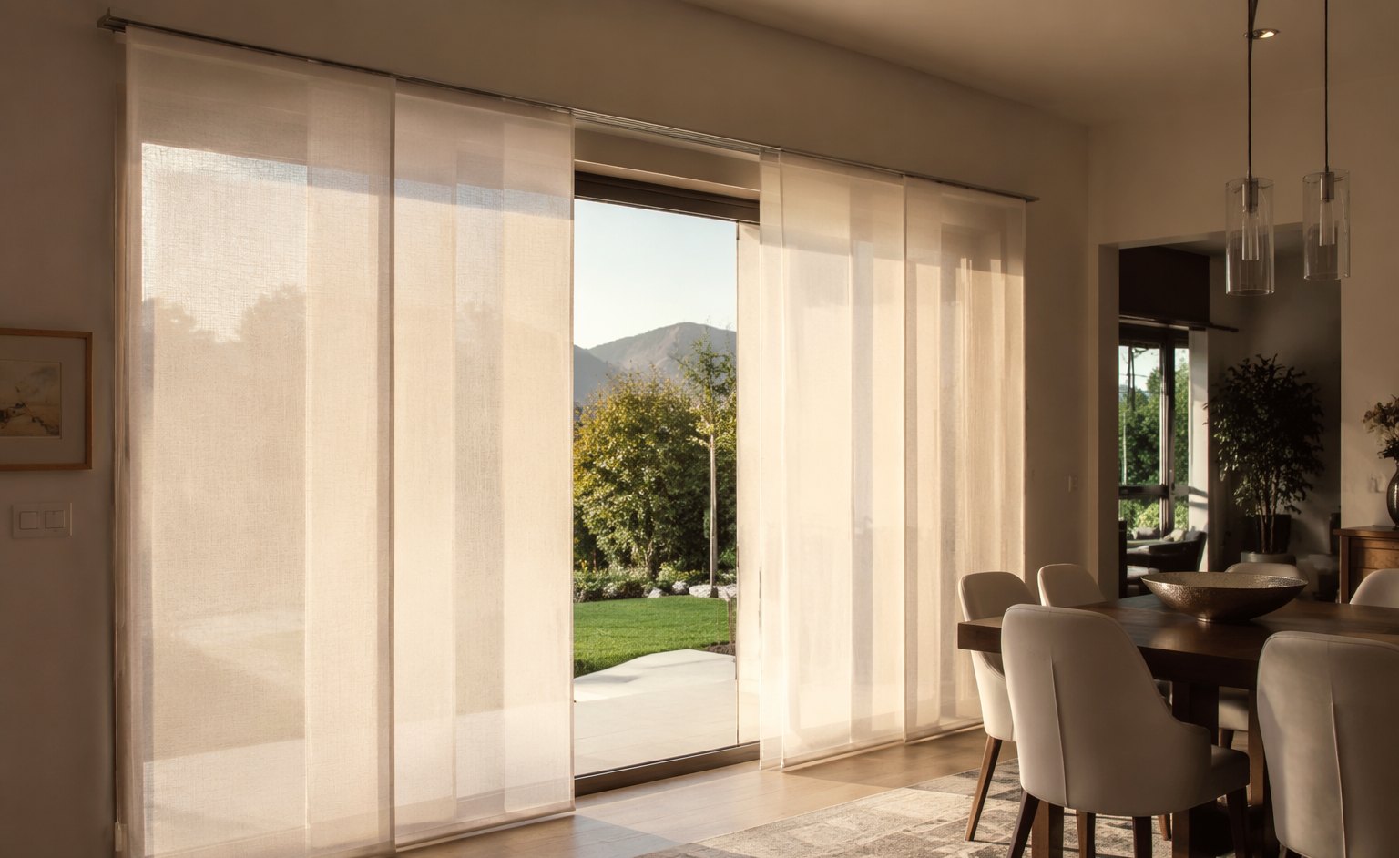 Panel Track Shades in a Patio Door