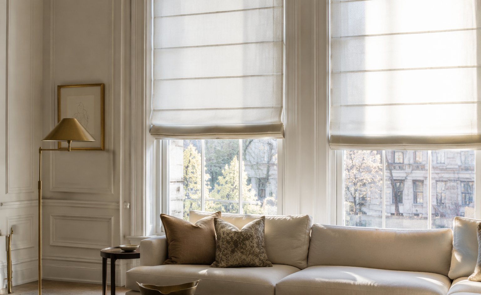 Roman Shades in a Living Room
